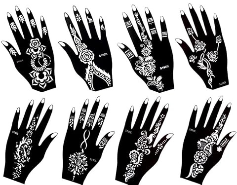 8 ark tatueringsstenciltatuering mall för handmålad flora8