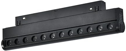 Foco LED 12W para carril magnético, color negro, 48V, 4000K, ideal para iluminación decorativa y funcional en espacios comerciales y residenciales.