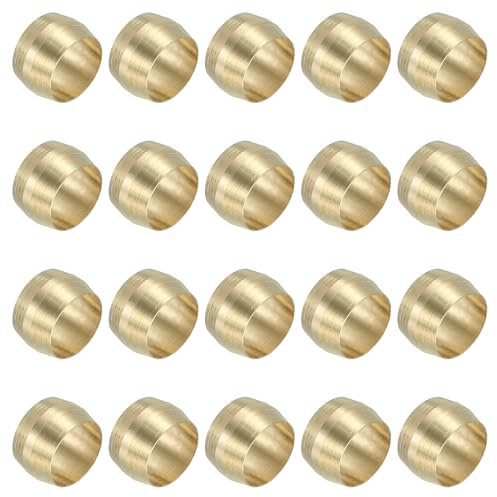 PATIKIL Ghiere per Manicotto di Compressione in Ottone da 8mm, 60 Pezzi - Raccordi a Compressione in Ottone