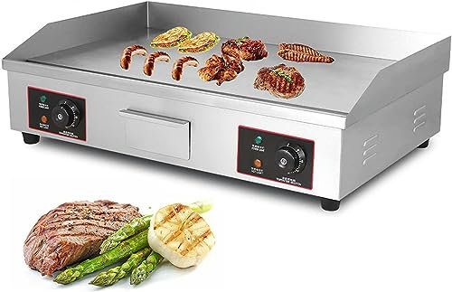 TVSKWMRQ Piastre elettriche, Stazione per griglia con Piastra Piatta, Piastra elettrica Antiaderente Piastra riscaldante per Barbecue da appoggio, per Campeggio, all'aperto, Tailgating,