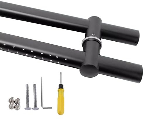 Modern Matte Black Front Door Handle Adjustable Large Double Sided Interior Door Handle includes Tools and Screws 23 5/8
