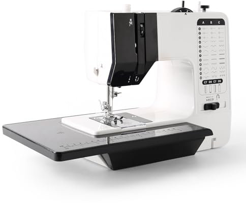 Nähmaschine, 12 Stiche Mini-Nähmaschine Elektrische Doppelfaden-Nähmaschine mit Anschiebetisch Automatischer Einfädler Tragbare Nähmaschine für Anfänger