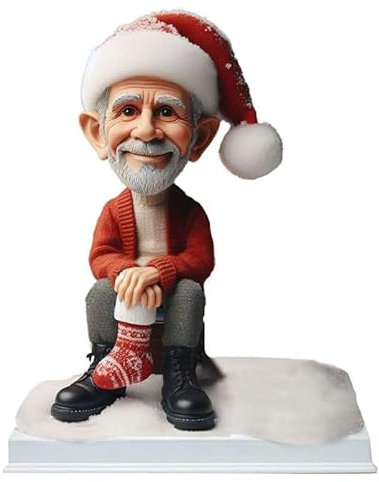 mydedor Individuelle Wackelkopf-Figur, personalisierbar, Weihnachtsmann, handgefertigte Wackelkopf-Figur, personalisiert für erwachsene Männer, Familie, Freund, Kollegen, Chef
