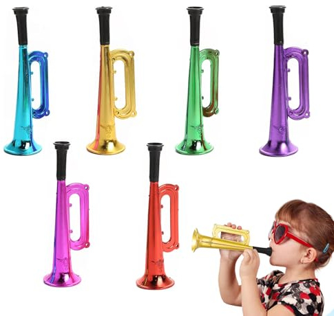JINJUMEI 6 Stück Trompete Noise Maker, Cheerleading Noise Maker, Trompete Modell Hornspielzeug, Kunststoff Musikinstrumente, Horn Tröten Sehr Lautes Tröte Party Krachmacher Jubeln Requisiten