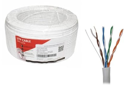 MATASSA BOBINA CAVO RETE 100 METRI ETHERNET UTP CAT 5E 4X2 AWG 24 LAN RJ45 100% RAME