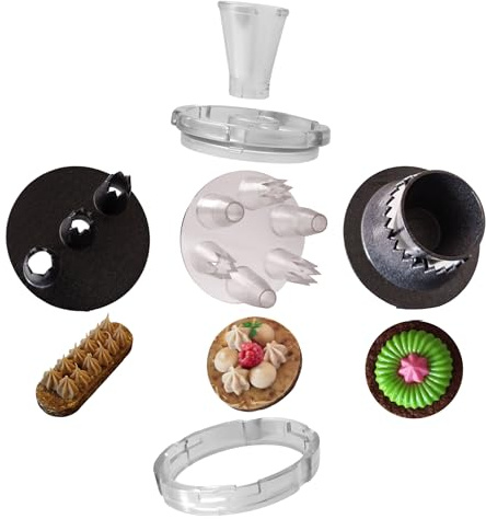 Coffret Multidouille Chefinov - 3 Plateaux P'tit Chef - Douilles pâtisserie unies, cannelées, sultane - Une seule pression le décor est réalisé.