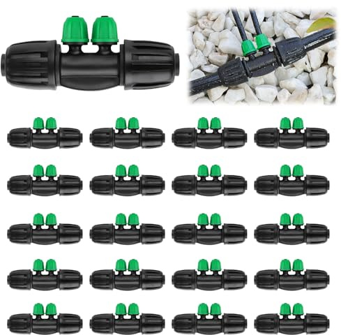 Kalolary 20 pezzi 1/2 a 1/4 Raccordi T Innesto Spina Bloccati (Nero Verde)