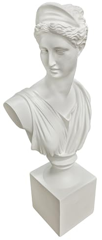 Cozy Villa The Diana of Versailles Bust, Greek Artemis Sculpture, Greco Roman Goddess of The Hunt Sculpted Figure, 13.5'' Decorative Art Piece, White