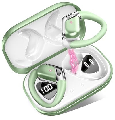 Wireless Earbud Bluetooth 5.4 Headphones Sports with Earhooks, Running Earphones Wireless Bluetooth ENC Noise Cancelling, 50H Playtime, IP7 Waterproof Ear buds In Ear for Sport/Gym, Dual LED Display