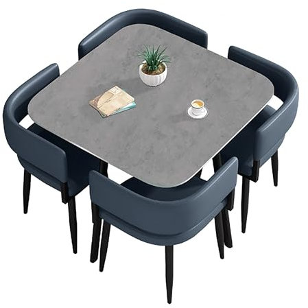 Modernes Esstisch-Set für 4-5-teiliges quadratisches/rundes Küchenmöbel für kleine Räume, stilvoller Besprechungstisch mit 4 Stühlen für Esszimmer, platzsparendes Design