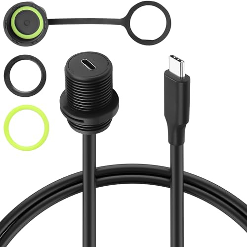 JSADZKJ IP68 Wasserdichtes USB 3.1 Typ-c-Panel-Verlängerungskabel,Type-C Männlich zu Weiblich für den Außenbereich Wasserdichter Stecker,USB C 3.1 Unterputz Kabel für Datenübertragung