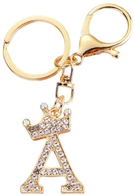 Porte clé femme Porte-clés pour fille Porte clés avec lettre Porte-clés en strass Cadeau pour femme or porte clef femme (Lettre A)