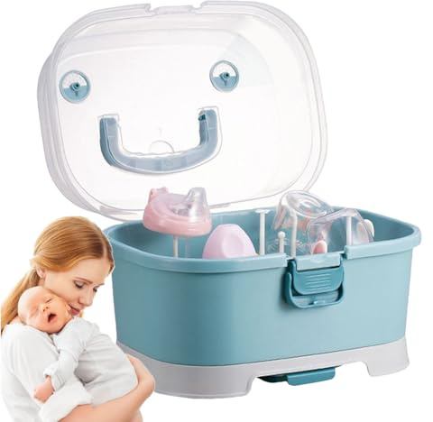 Baby Bottle Storage Organizer - Dustproof PP Large Nursing Bottle Storage Box Organizer With Removable Drying Rack | Baby Bottle Storage Rack For Bottles