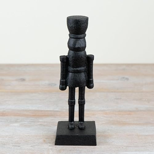 Portland Living 28cm Black Aluminium Nutcracker Ornament – Classic Christmas Decoration