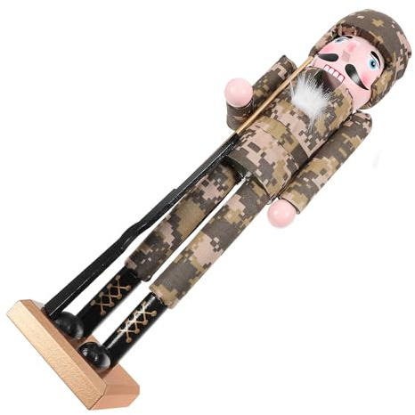 SAFIGLE Casse-Noisette en Bois Soldat Camouflage 38 CM Décoratif Traditionnel de Noël Décoration Intérieure Présent Festif