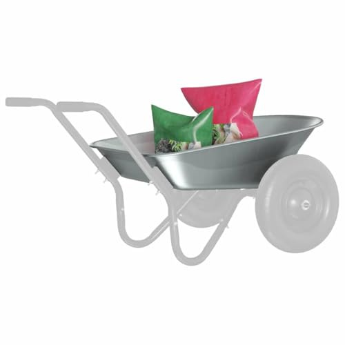 vidaXL Silverfärgad ersattningsplatta för skottkärra 90 x 63 x 28 cm, trädgårdskratta, modern rullbar behållare, hållbart verktyg, Perfekt för jordtransportuppgifter