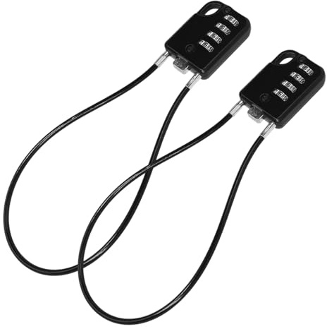 VZU 2 lucchetti a combinazione a 4 cifre, con codice numerico, serratura per valigia con corda metallica in acciaio da 30 cm, in lega di zinco, impermeabile, antiruggine, per piccoli bagagli, per