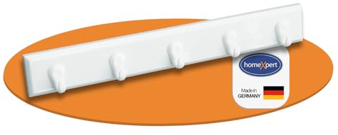 homeXpert Schlüsselleiste 5 Haken weiß 22cm – Hakenleiste Wand zum Kleben oder Schrauben – Schlüsselboard Garderobenleiste Schlüsselhaken Wandhaken Flur Küche