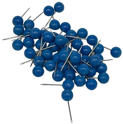 Telliswelt Pinnadeln Stecknadeln blau, 0,60x17mm, 50 Stück, Set | Pinnwandnadeln in blau, 0,60 x 17 mm, 50er Set. Praktisch zum Markieren auf Pinnwand und Landkarte, im Büro und beim Basteln.