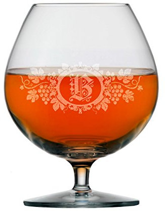 Stölzle Lausitz Weinbrandglas - Cognacglas mit eigenem Initial in Weinranke Gravur Gratis 585 ml