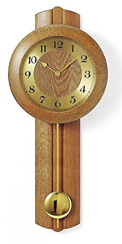 Pendeluhr AMS Wanduhr 5165 / 4 mit Pendel Funk Massivholz Eiche Mineralglas