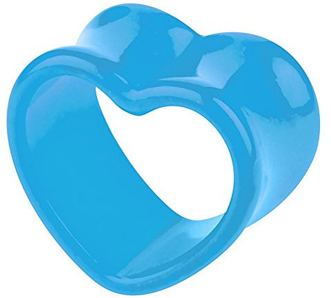 Piercingfaktor Flesh Tunnel Kunststoff Double Flared Herz Ohr Plug Ear Piercing Farbig Aqua 6mm