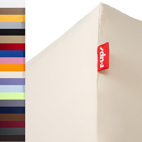 r-up Passt Spannbettlaken 180x200-200x220 bis 35cm Höhe viele Farben 100% Baumwolle 130g/m² Oeko-TEX stressfrei auch für Boxspringbetten (Natur)