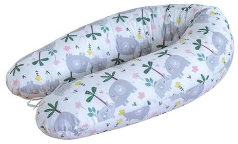 LOOLAY® Stillkissen XXL EPS Styropor-Füllung Lagerungskissen Seitenschläferkissen Ink.Bezug 170cm (Elefant Family)