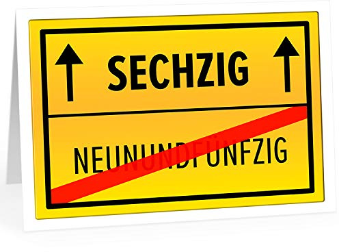 XXL Geburtstagskarte (A4) | Gelbes Verkehrs-Schild | mit Umschlag | Glückwunsch zum 60. Geburtstag | edle und hochwertige Klappkarte | Grußkarte | Maxikarte extra groß