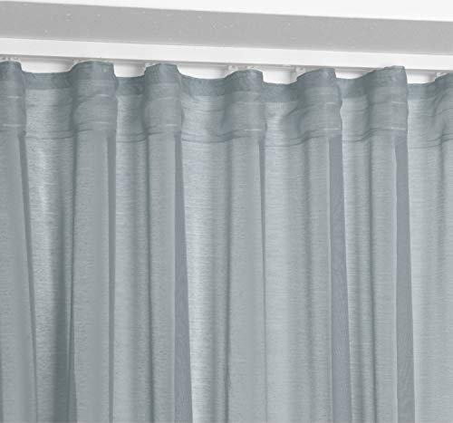 BEAUTEX Vorhang mit U-Band 140x250 cm (Farbe Wählbar) transparente Kräuselband Gardine, Dolly (Grau)
