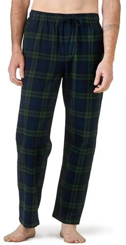 LAPASA Pantaloni Pigiama Micropile e 100% Flanella di Cotone Uomo M39/M128 - Abbigliamento da Notte Pantaloni Tuta Lunghi Casa Relax Elasticizzati Scozzesi Quadri L Verde