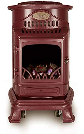 Calor Provence 3kw Portable Flueless Gas Stove Heater (Burgundy Red)