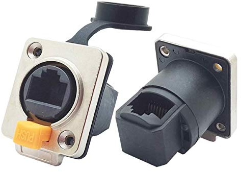 PROtastic Lot de 3 prises Ethernet RJ45 pour panneau IP65 - Étanche et résistant aux intempéries - Avec prise à angle droit à 90 degrés à l'intérieur
