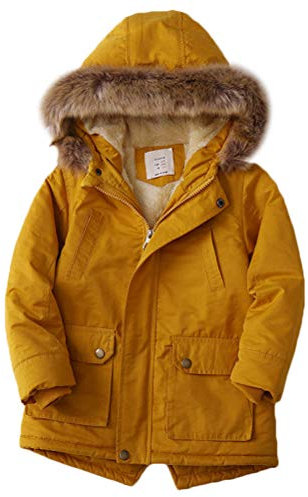 Odziezet Cappotto con Cappuccio per Raggazzo Giubbotto Trapuntato da Bambino Incappucciato Inverno 7-8 Anni