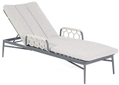 Sonnenpartner Lounge-Liege Yale Aluminium mit Polyrope Silbergrau mit Auflage Relaxsessel Gartenliege