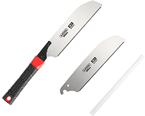 2 in 1 Japanese Hand Saw，7.87 inch Pruning Saw，SK-5 Steel Pruning Saws for Tree，Replaceable Blade for DIY Craft, Non-Slip Hand Handle, Sharp & Lightweight for Woodworking and Garden Trim