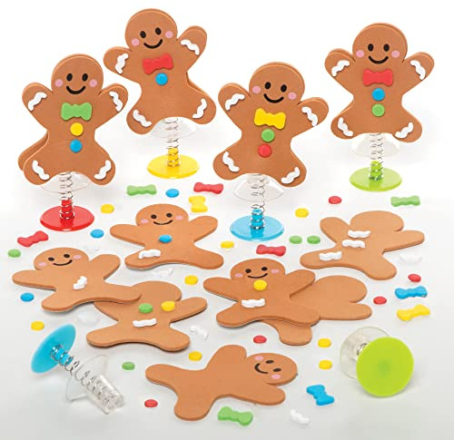 Baker Ross FE934 Lebkuchen Hüpfspielzeug Bastelset für Kinder - 8er Pack, Kindergeburtstags Mitgebsel, Kleine Partytüten Geschenke, Kleine Adventskalender Geschenke