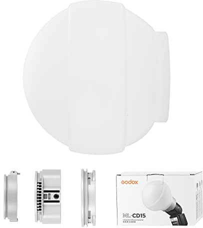 Godox Diffuseur dôme MLCD15 avec 3 adaptateurs, diffuseurs lumière Flash en Silicone Pliable, Compatible avec LED Light et Flash Godox V1 V1Pro V860III V850III TT685II
