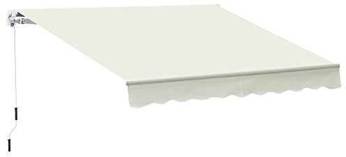 Outsunny Tenda da Sole Avvolgibile a Caduta Manuale per Porte e Finestre, in Alluminio e Poliestere Anti-UV, 295x245cm, Bianco