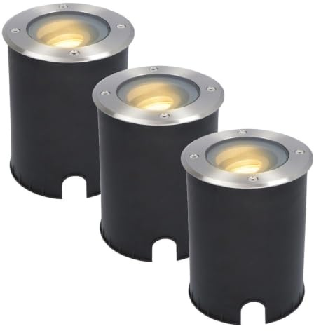 HOFTRONIC 3er Set LED Bodeneinbaustrahler Außen befahrbar und IP67 wasserdicht - 30° kippbar und 360° schwenkbar - Bodenlampen für Einfahrt warmweiß 2700K