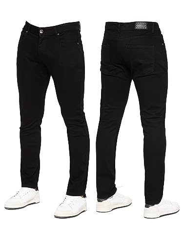 989Zé ENZO Mens Jeans Stretch Skinny Slim Fit Denim Pants Trousers EZ325 All Waist Sizes BLK 30 Short