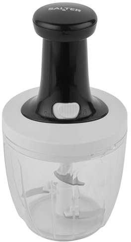 Salter BW12923EU7 Press Chopper – Manual Hand Dicer for Onion, Pepper, Mincer Food Processor, Garlic, Ginger, Herbs, Chillies, Stainless Steel Blade, Non-Slip, Compact Storage, Easy to Clean
