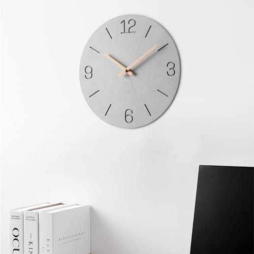 Navaris Reloj de Pared Minimalista - Reloj de Material Reciclado - para salón Cocina Dormitorio - Diseño analógico silencioso sin Ruido - 30 CM Esfera Gris