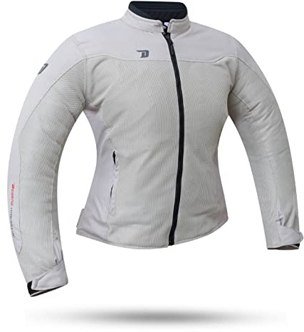 DEGEND SMART LADY Veste moto pour femme résistante à la chaleur [ Été ] avec protections amovibles | Homologuée, argent, XL