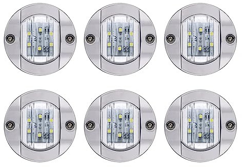 DONGKER Boots Navigation Licht, 6 Stück DC 12V 6W LED Heckleuchte, IP67 Wasserdicht Navigationslicht Hecklicht für Boot Marine Yacht
