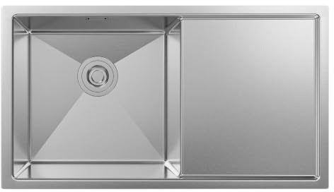 ANW HOME Fregadero Cocina 1 Seno 78x44 cm, Acero Inoxidable 304 | Bajo Encimera, Con Escurridor, Revestimiento Nano, Grosor 3.0+1 mm, Profundidad 22 cm, Con Sifón