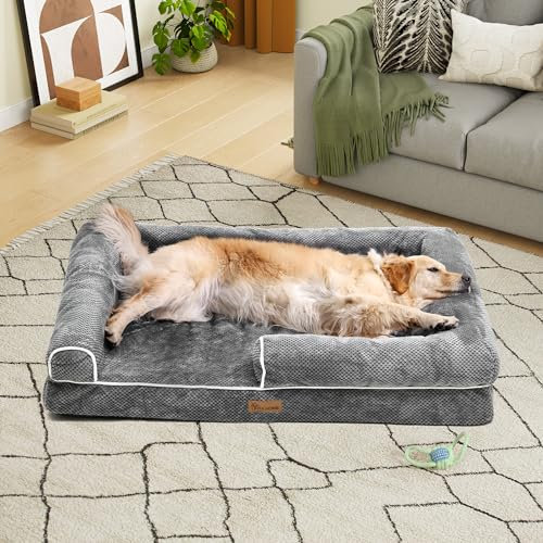 YITAHOME Orthopedic Dog Bed,Dog Beds Medium Washable with Sides Pet Sofa Couch with Non-Slip Bottom Removable Zipper Cover and Egg-Crate Foam for Small Medium Large Dog Cat 135x107x22cm