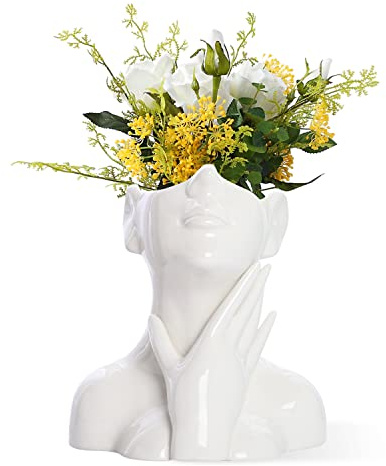 CEMABT Keramik-Gesichtsvase, weibliche Form, Kopf, Halbkörper-Büste, Vasen, Boho, feministischer Minimalismus, dekorativ, moderner nordischer Stil, Blumenvase für Zuhause, Wohnzimmer, Büro,