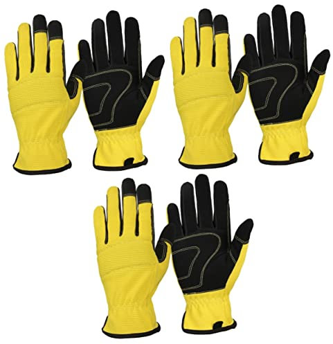 OSALADI 3paare Gartenarbeitshandschuhe Xl Atmungsaktive Schutzhandschuhe Elastische Und Strapazierfähige Arbeitshandschuhe Gelb Für Gartenarbeit Und Outdoor-aktivitäten