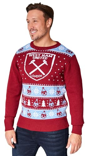West Ham United FC Jersey Navideño Hombre Fútbol - Suéter de Navidad Hombre de Punto Tallas M-3XL (Rojo, M)